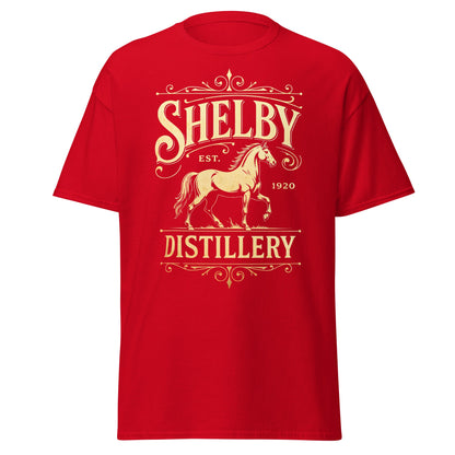 Shelby Distillery T-Shirt - Vintage 1920 Bourbon Style Tee - Red - T-Shirts Online