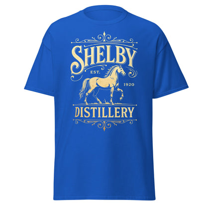 Shelby Distillery T-Shirt - Vintage 1920 Bourbon Style Tee - Royal - T-Shirts Online