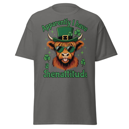 Shenattitude Highland Cow T-Shirt - Funny St. Patrick's Day - Charcoal - T-Shirts Online