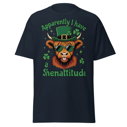Shenattitude Highland Cow T-Shirt - Funny St. Patrick's Day - Navy - T-Shirts Online