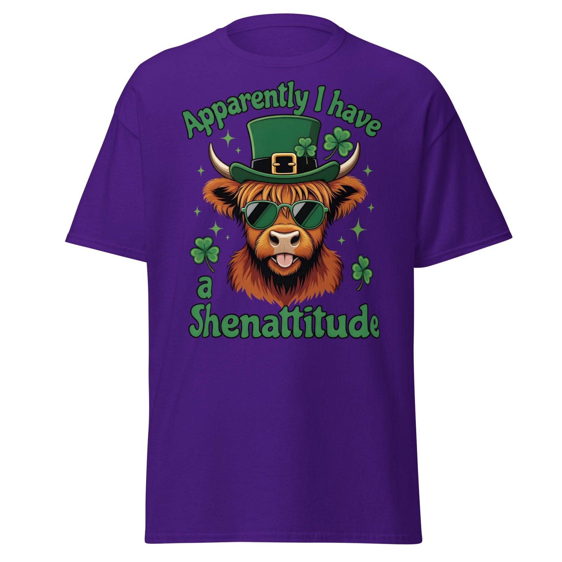 Shenattitude Highland Cow T-Shirt - Funny St. Patrick's Day - Purple - T-Shirts Online