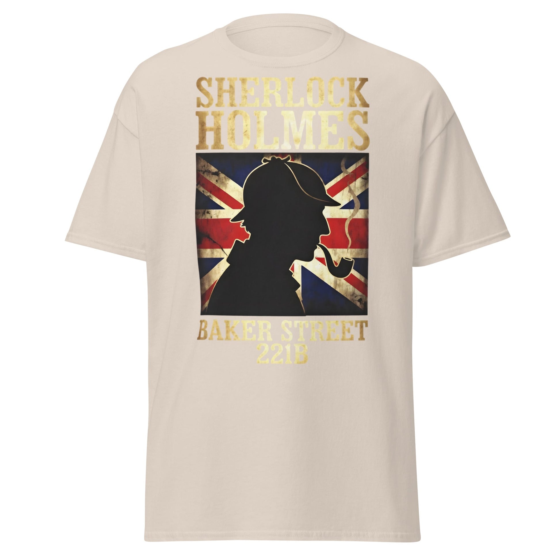 Sherlock Holmes Baker Street 221B Union Jack T-Shirt - Natural - T-Shirts Online
