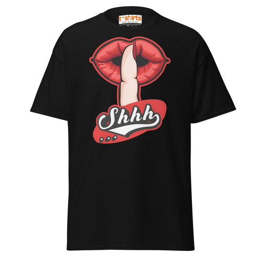 Shhh Lips T-Shirt | Sexy Retro Style Graphic Tee - Black - T-Shirts Online