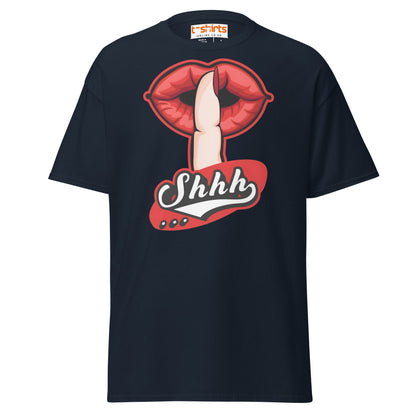Shhh Lips T-Shirt | Sexy Retro Style Graphic Tee - Navy - T-Shirts Online