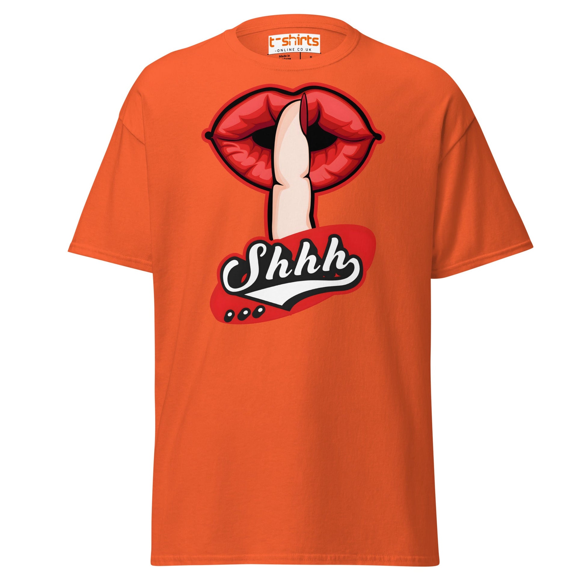 Shhh Lips T-Shirt | Sexy Retro Style Graphic Tee - Orange - T-Shirts Online