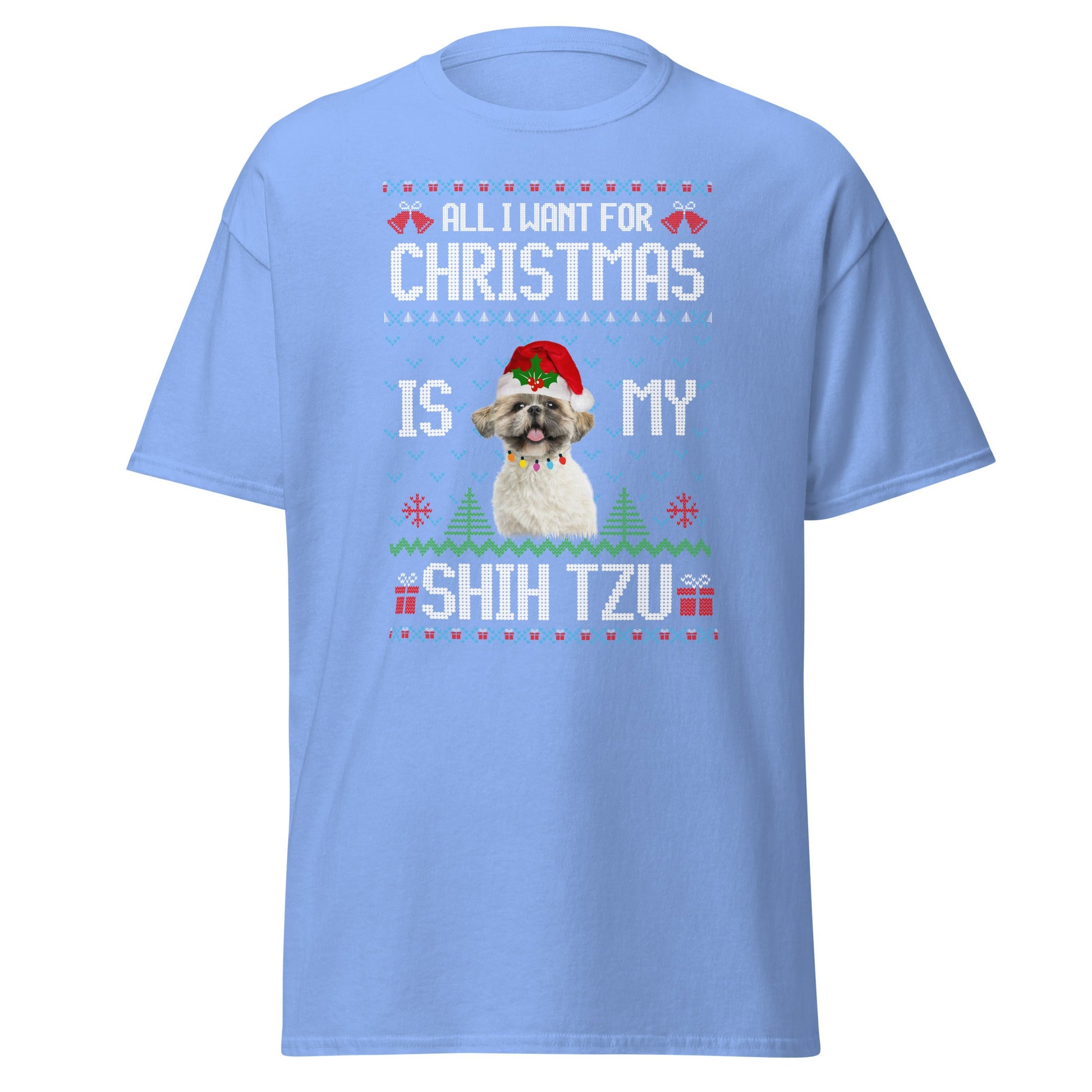 Shih Tzu Christmas | Shih Tzu T-Shirt - Carolina Blue - T-Shirts Online