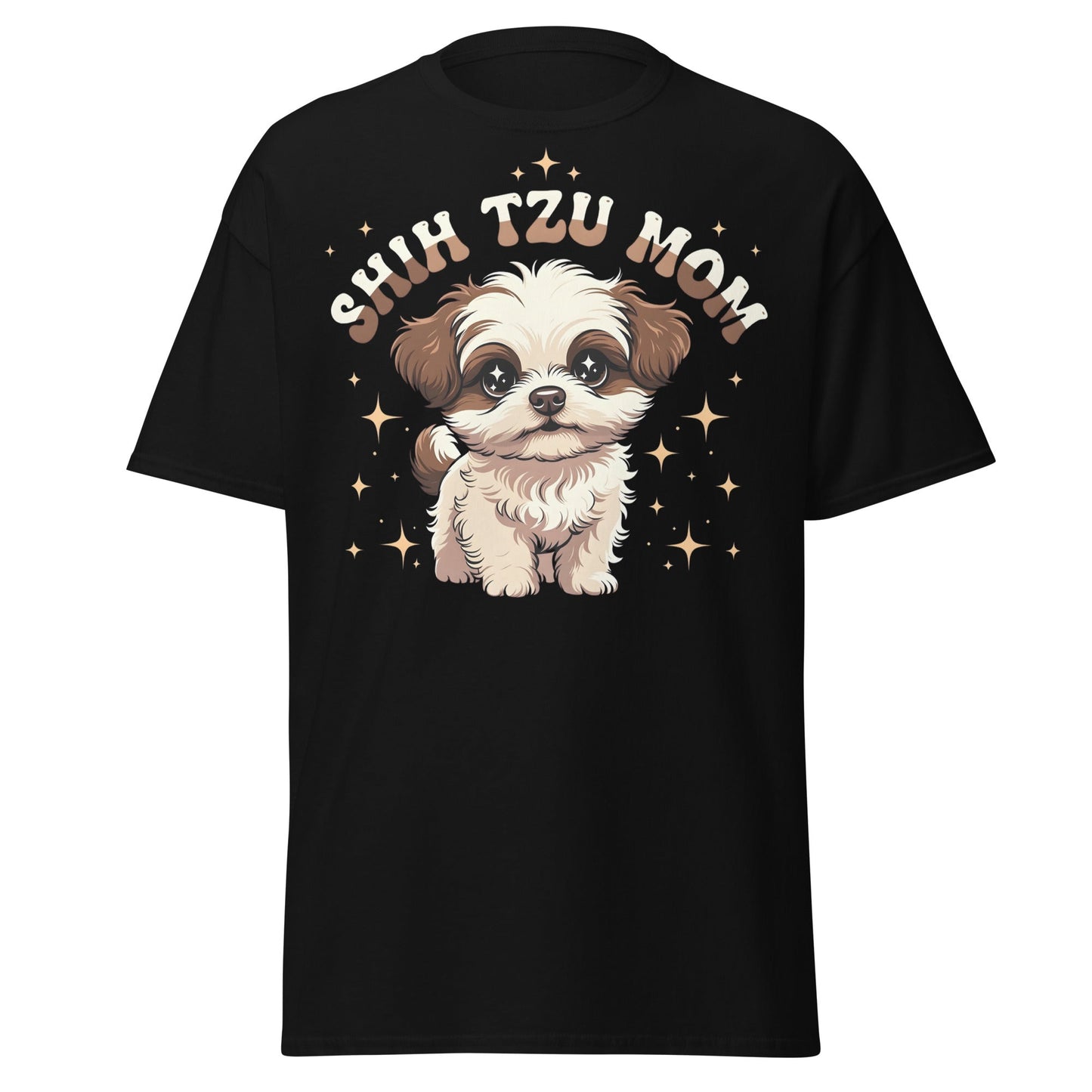 Shih Tzu Mom T-Shirt | Cute Retro Puppy Dog Lover Tee - Black - T-Shirts Online