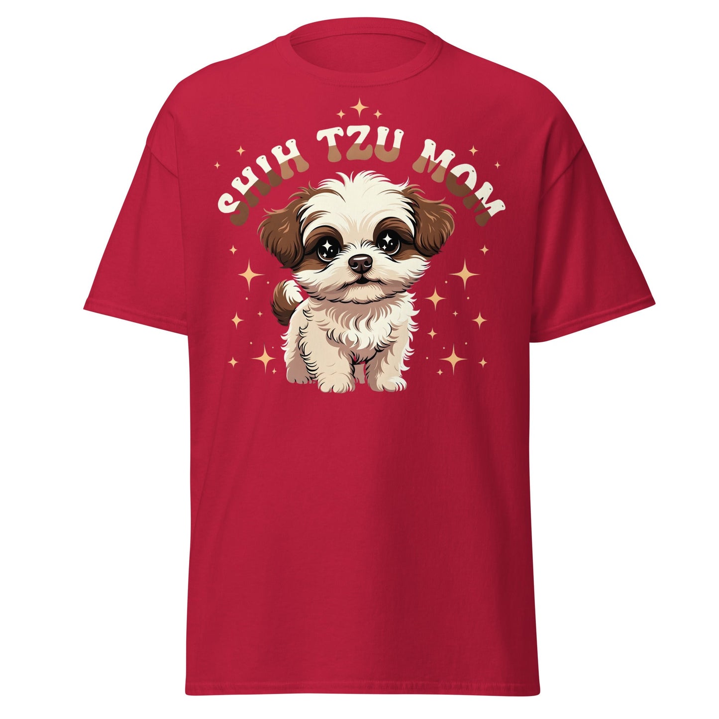 Shih Tzu Mom T-Shirt | Cute Retro Puppy Dog Lover Tee - Cardinal - T-Shirts Online