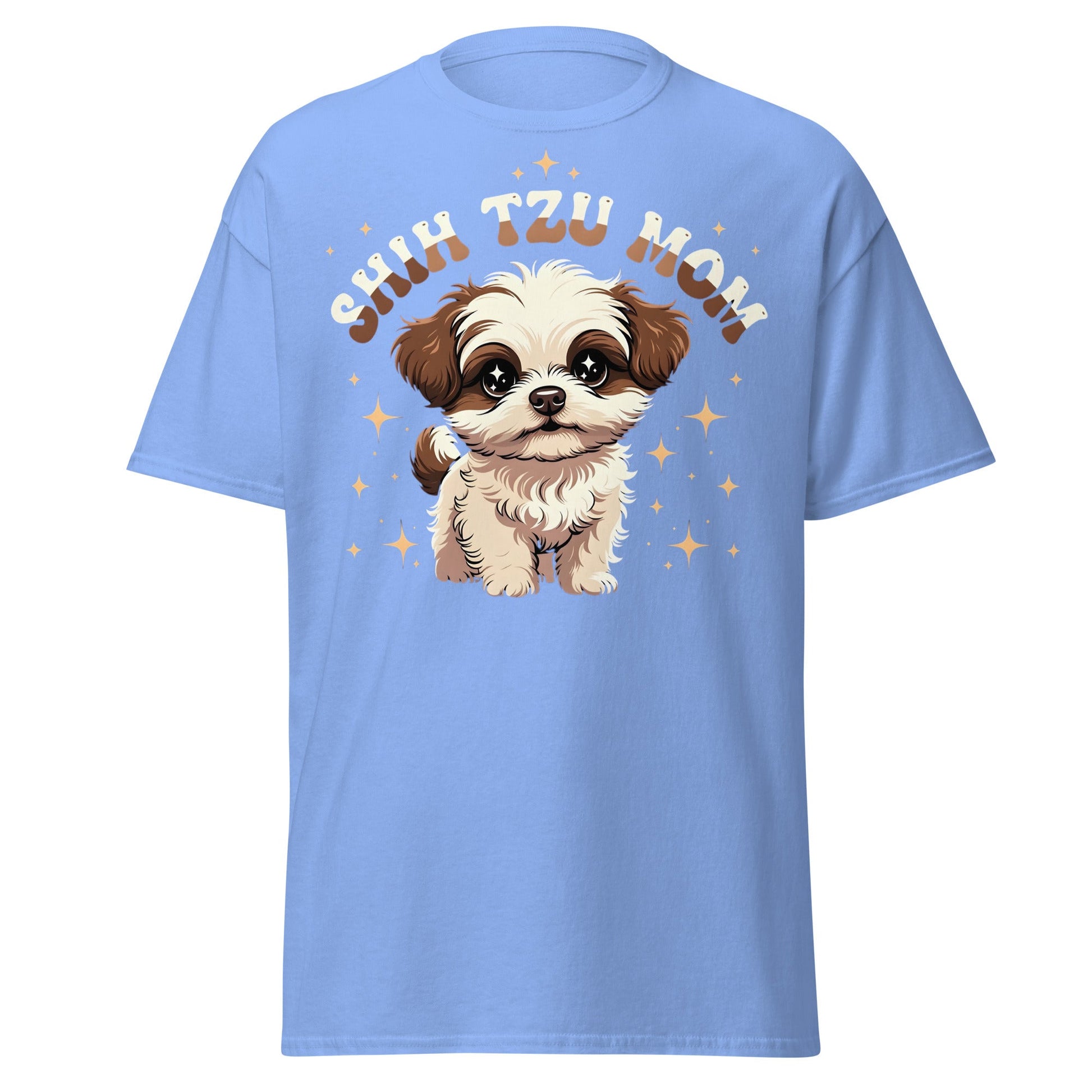 Shih Tzu Mom T-Shirt | Cute Retro Puppy Dog Lover Tee - Carolina Blue - T-Shirts Online
