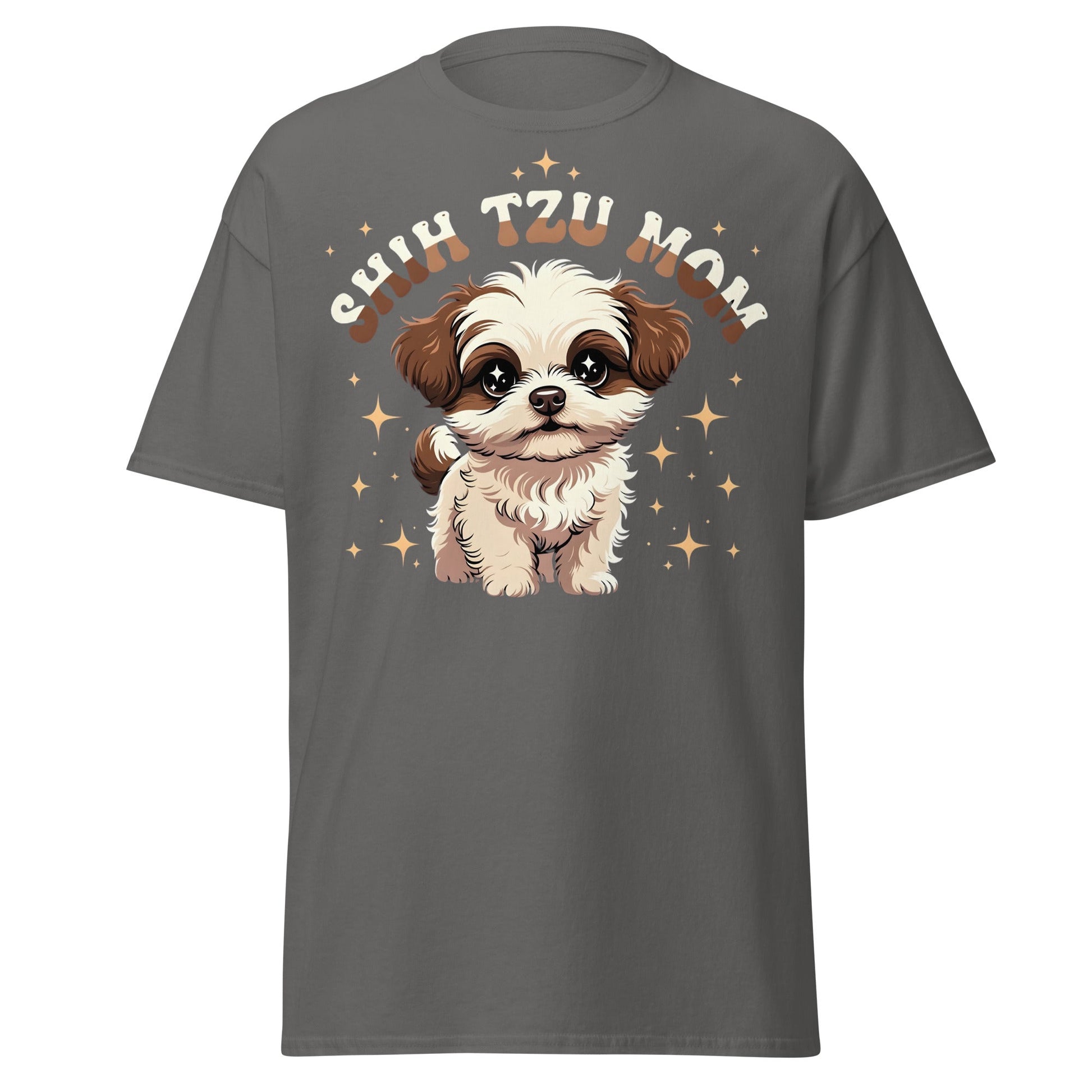 Shih Tzu Mom T-Shirt | Cute Retro Puppy Dog Lover Tee - Charcoal - T-Shirts Online
