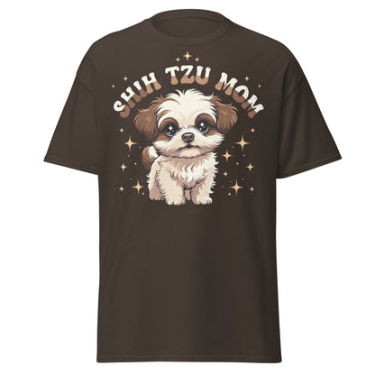 Shih Tzu Mom T-Shirt | Cute Retro Puppy Dog Lover Tee - Dark Chocolate - T-Shirts Online