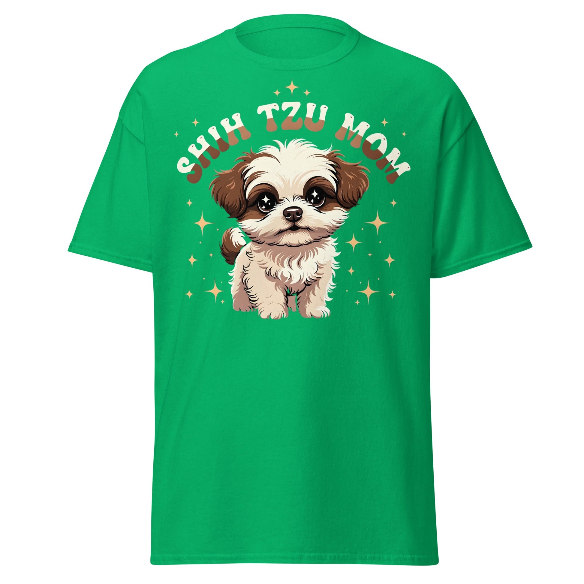 Shih Tzu Mom T-Shirt | Cute Retro Puppy Dog Lover Tee - Irish Green - T-Shirts Online