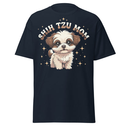 Shih Tzu Mom T-Shirt | Cute Retro Puppy Dog Lover Tee - Navy - T-Shirts Online
