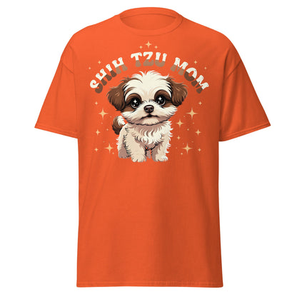 Shih Tzu Mom T-Shirt | Cute Retro Puppy Dog Lover Tee - Orange - T-Shirts Online