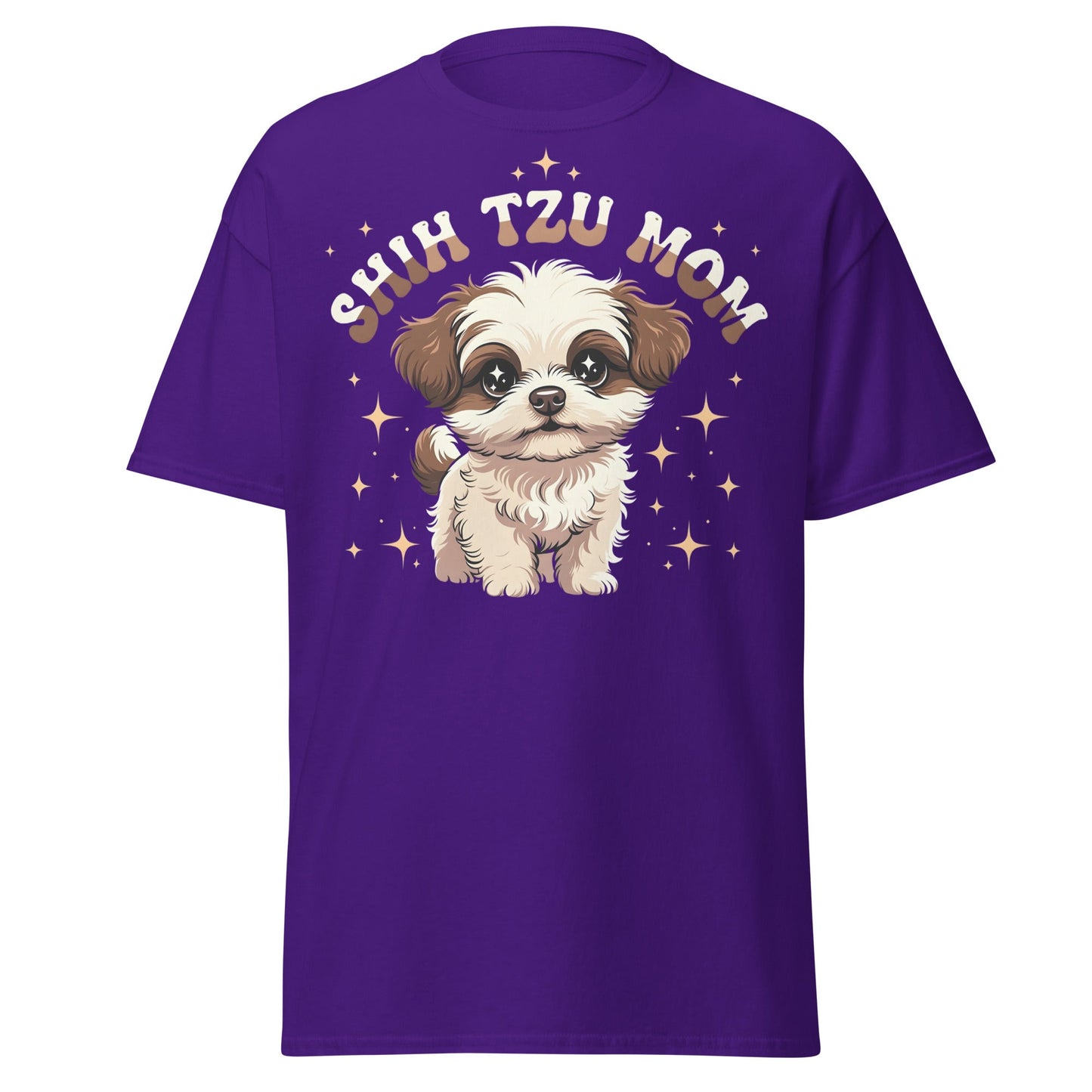 Shih Tzu Mom T-Shirt | Cute Retro Puppy Dog Lover Tee - Purple - T-Shirts Online