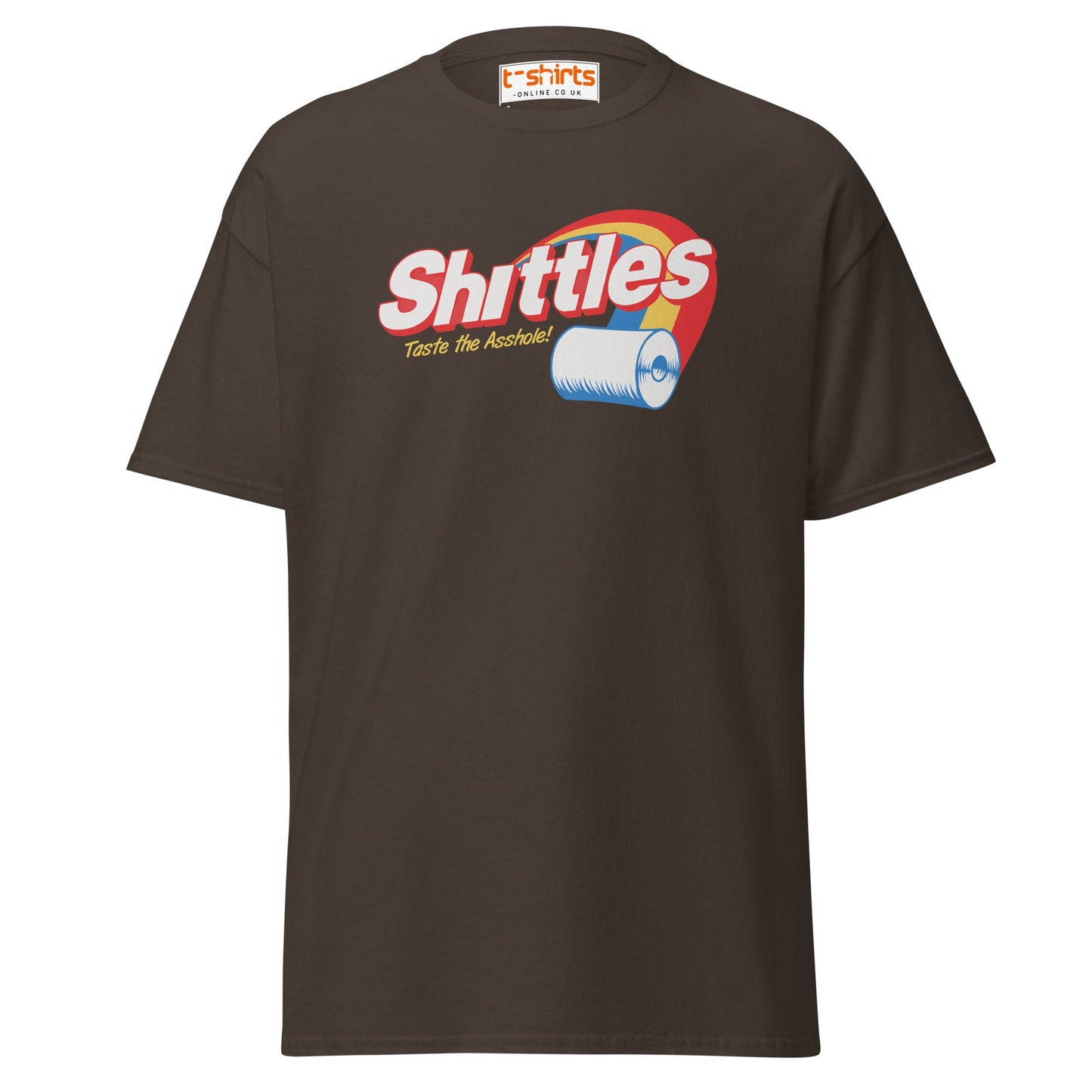 Shittles Parody T-Shirt – Funny Toilet Paper Gag Tee - Dark Chocolate - T-Shirts Online