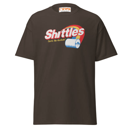 Shittles Parody T-Shirt – Funny Toilet Paper Gag Tee - Dark Chocolate - T-Shirts Online