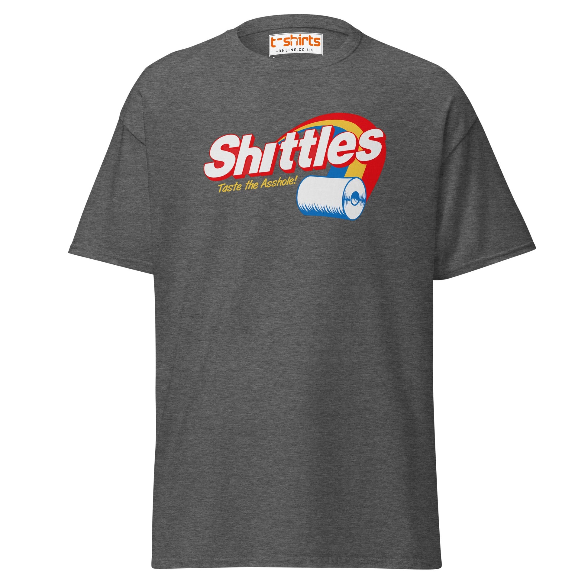 Shittles Parody T-Shirt – Funny Toilet Paper Gag Tee - Dark Heather - T-Shirts Online