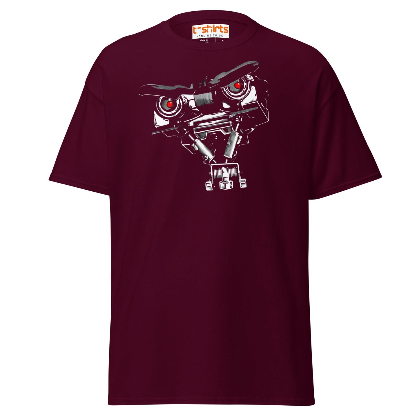 Short Circuit T-Shirt | Johnny 5 Robot Retro Tee - Maroon - T-Shirts Online