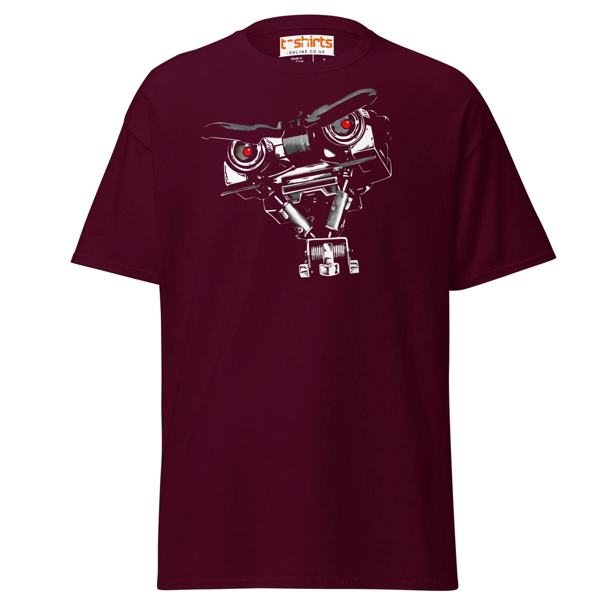 Short Circuit T-Shirt | Johnny 5 Robot Retro Tee - Maroon - T-Shirts Online