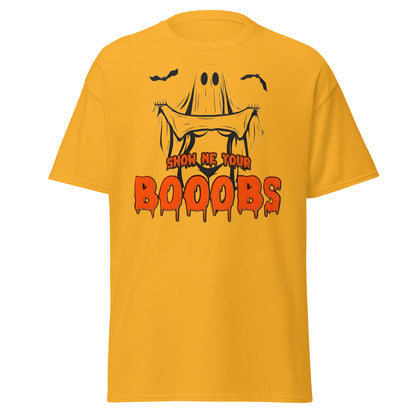 Show Me Your Booobs Ghost T-Shirt | Funny Halloween Tee - Gold - T-Shirts Online