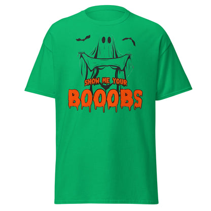 Show Me Your Booobs Ghost T-Shirt | Funny Halloween Tee - Irish Green - T-Shirts Online