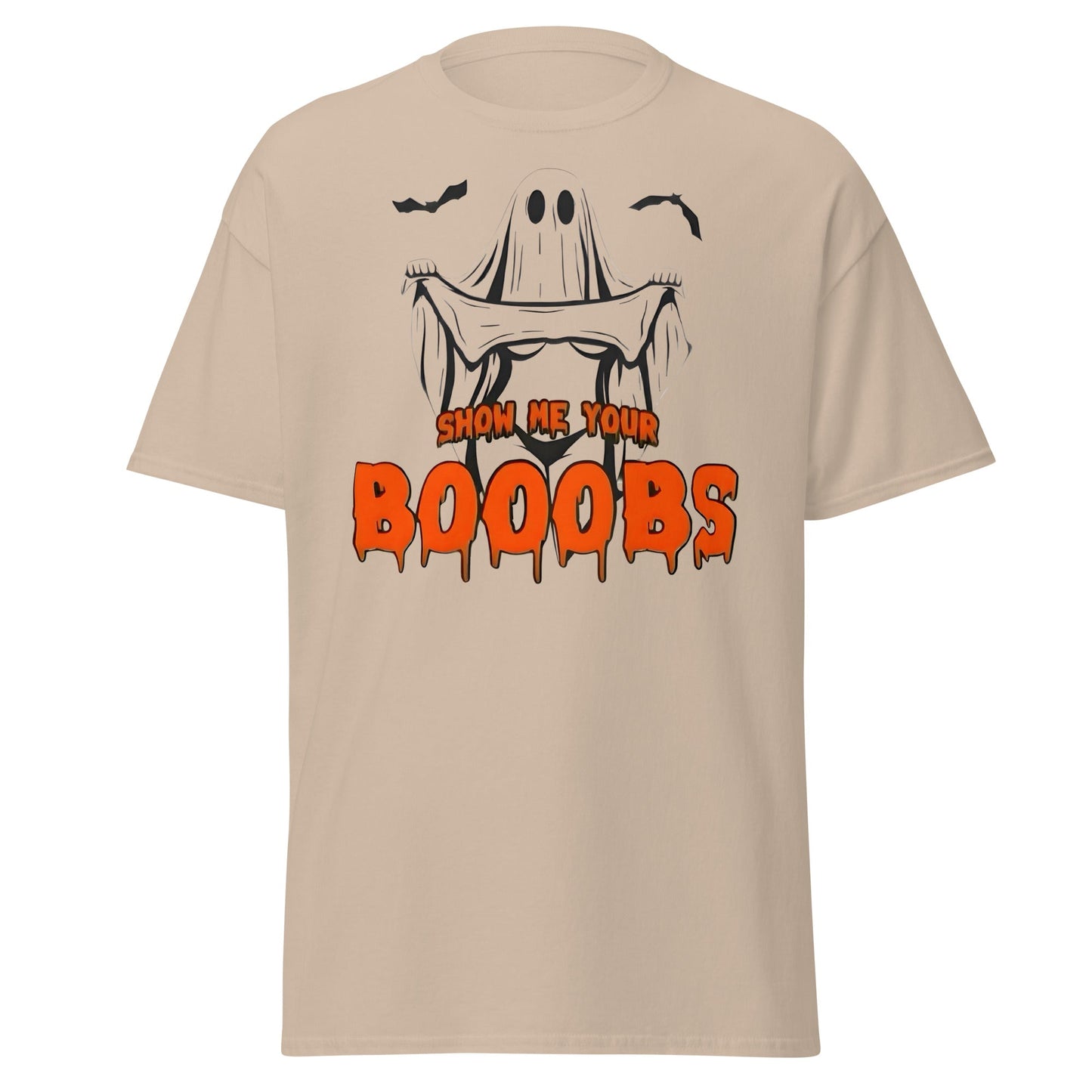 Show Me Your Booobs Ghost T-Shirt | Funny Halloween Tee - Sand - T-Shirts Online