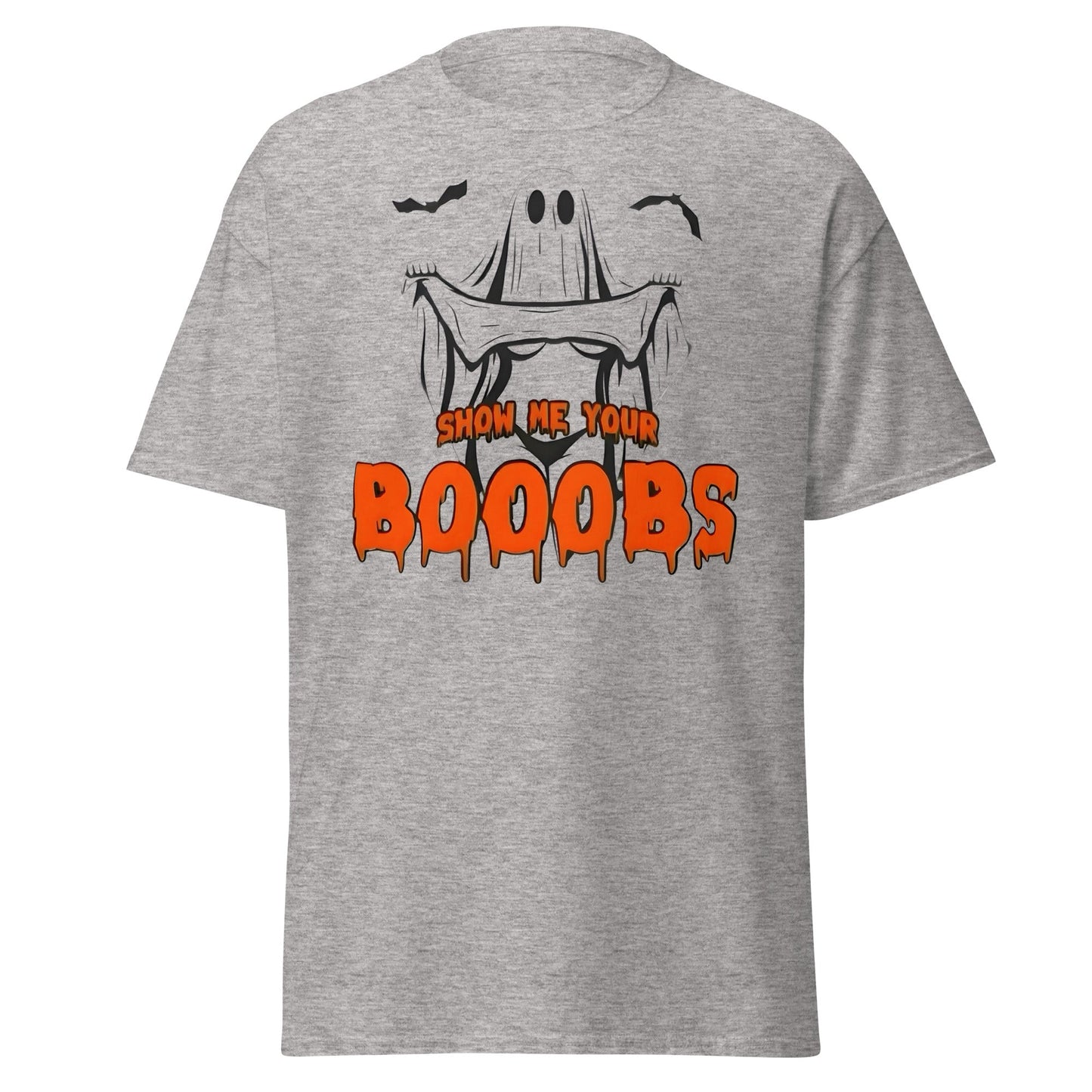 Show Me Your Booobs Ghost T-Shirt | Funny Halloween Tee - Sport Grey - T-Shirts Online
