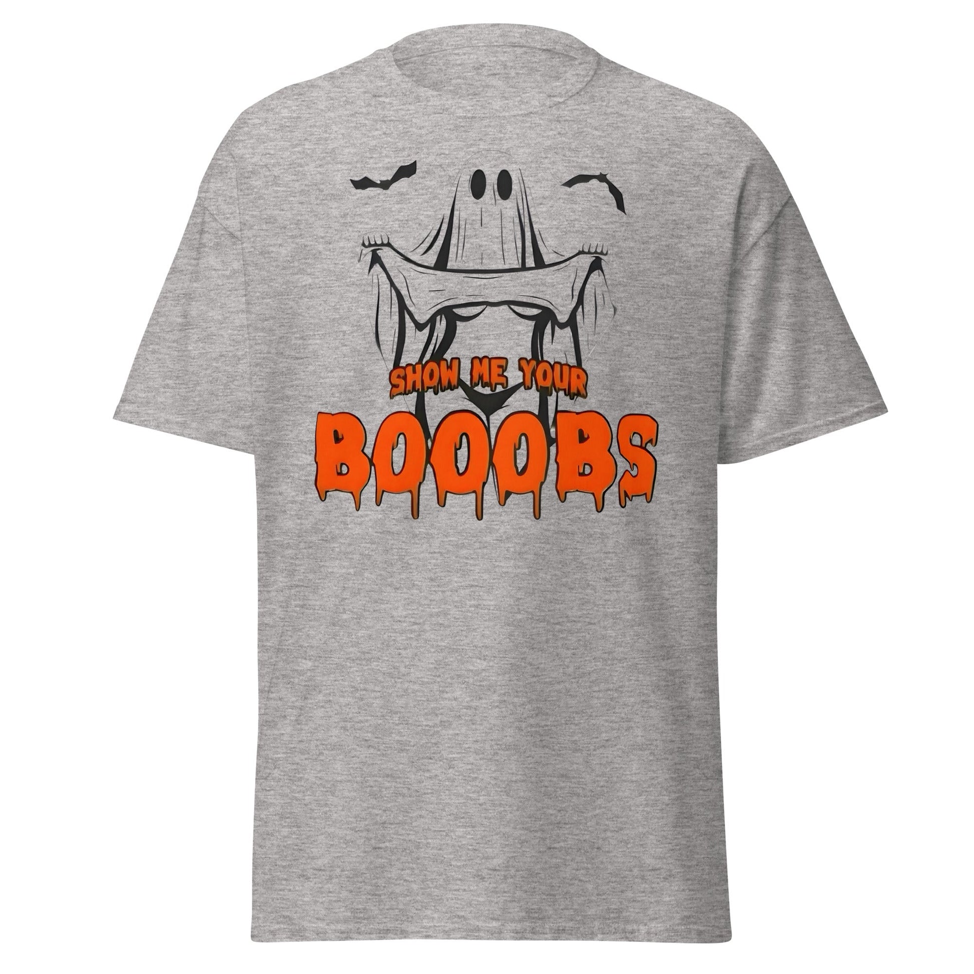 Show Me Your Booobs Ghost T-Shirt | Funny Halloween Tee - Sport Grey - T-Shirts Online