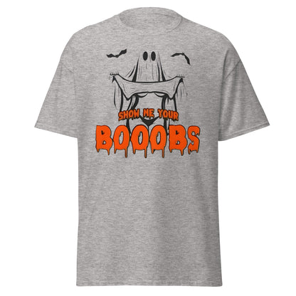 Show Me Your Booobs Ghost T-Shirt | Funny Halloween Tee - Sport Grey - T-Shirts Online