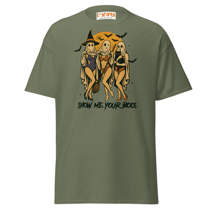 Show Me Your Boos Funny Halloween T-Shirt - Military Green - T-Shirts Online