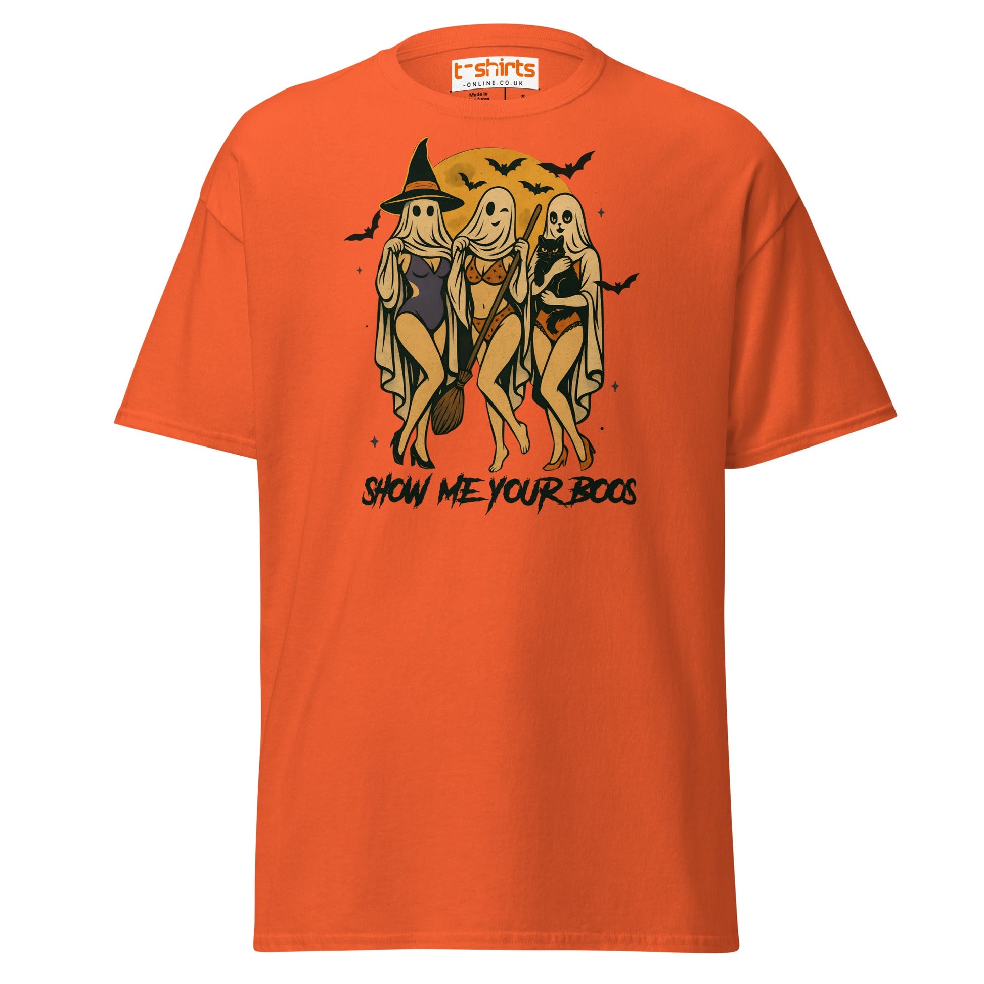 Show Me Your Boos Funny Halloween T-Shirt - Orange - T-Shirts Online