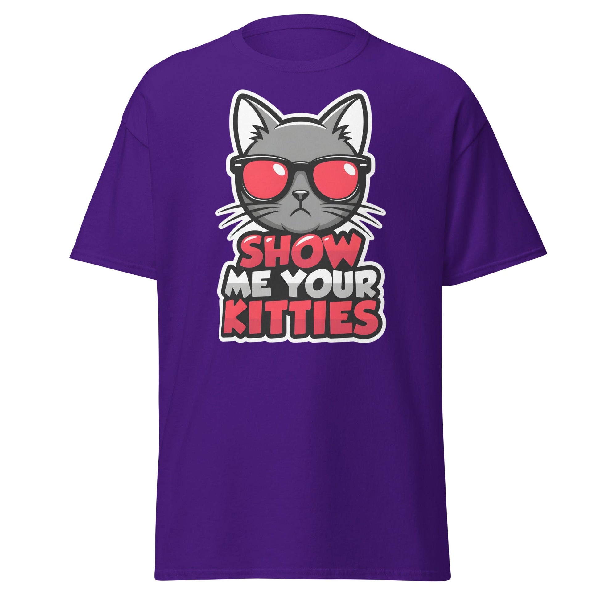 Show Me Your Kitties T-Shirt - Funny Cat Lover Graphic Tee - Purple - T-Shirts Online
