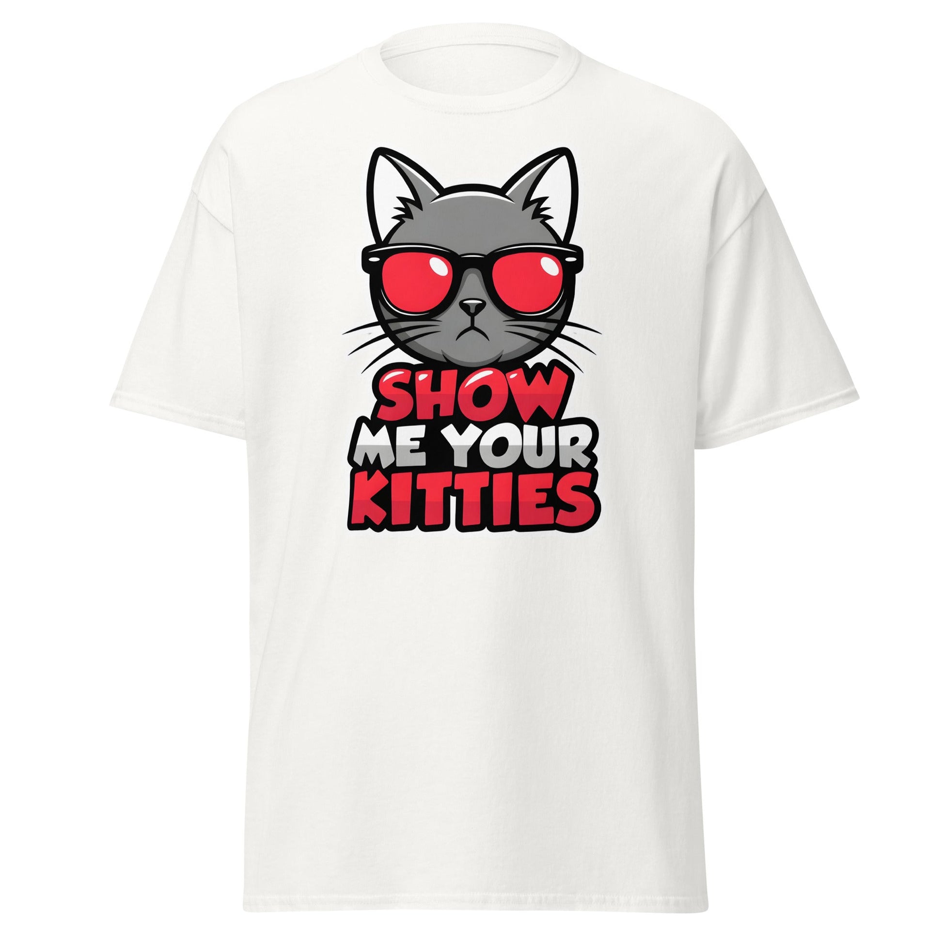 Show Me Your Kitties T-Shirt - Funny Cat Lover Graphic Tee - White - T-Shirts Online