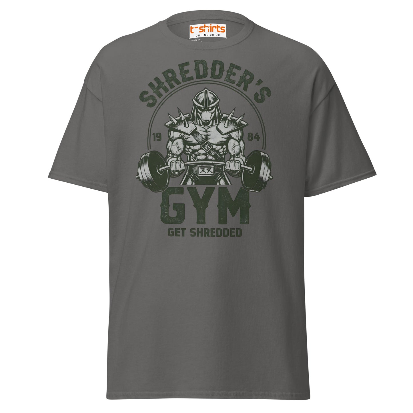 Shredder’s Gym T-Shirt | Get Shredded Funny Workout Tee - Charcoal - T-Shirts Online