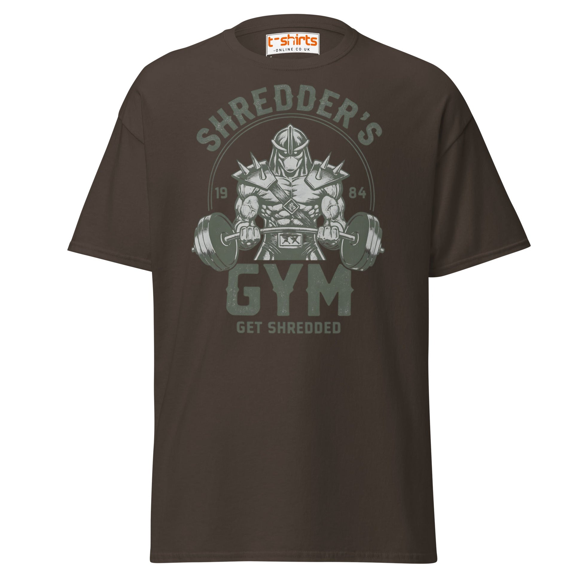 Shredder’s Gym T-Shirt | Get Shredded Funny Workout Tee - Dark Chocolate - T-Shirts Online