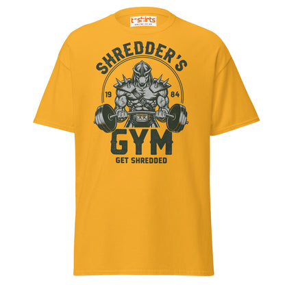Shredder’s Gym T-Shirt | Get Shredded Funny Workout Tee - Gold - T-Shirts Online