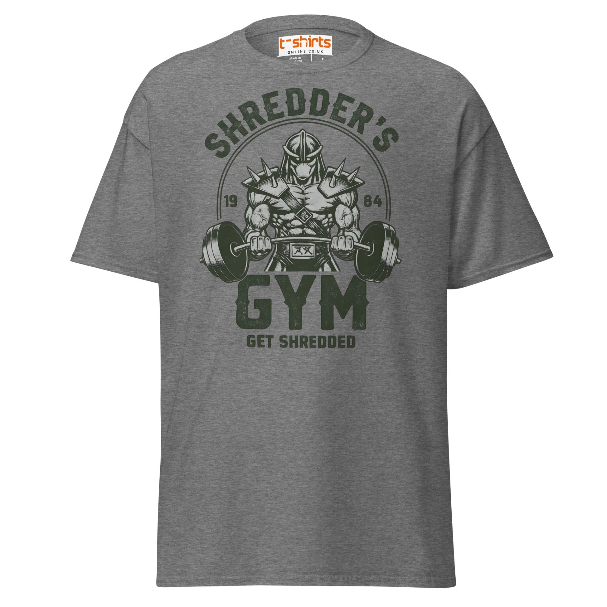 Shredder’s Gym T-Shirt | Get Shredded Funny Workout Tee - Graphite Heather - T-Shirts Online