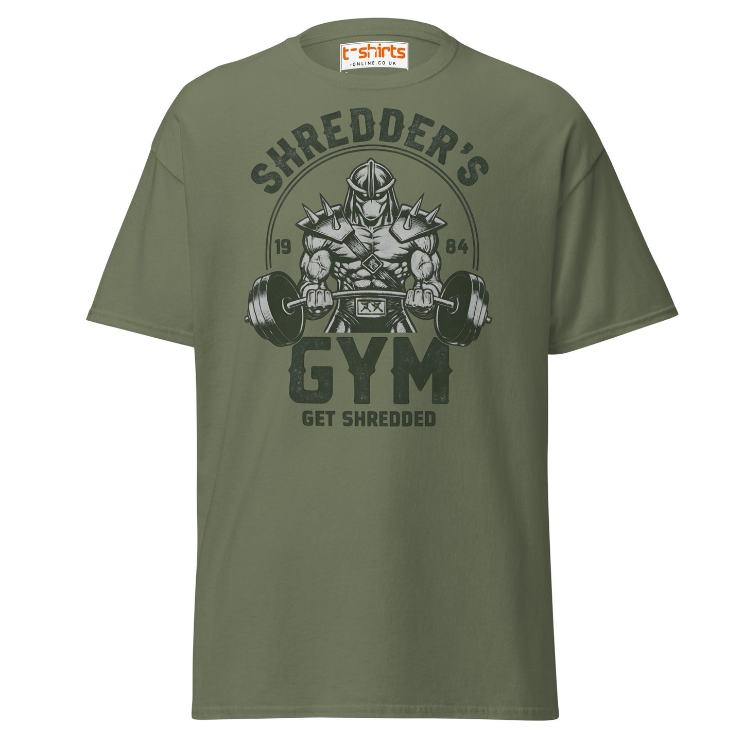 Shredder’s Gym T-Shirt | Get Shredded Funny Workout Tee - Military Green - T-Shirts Online