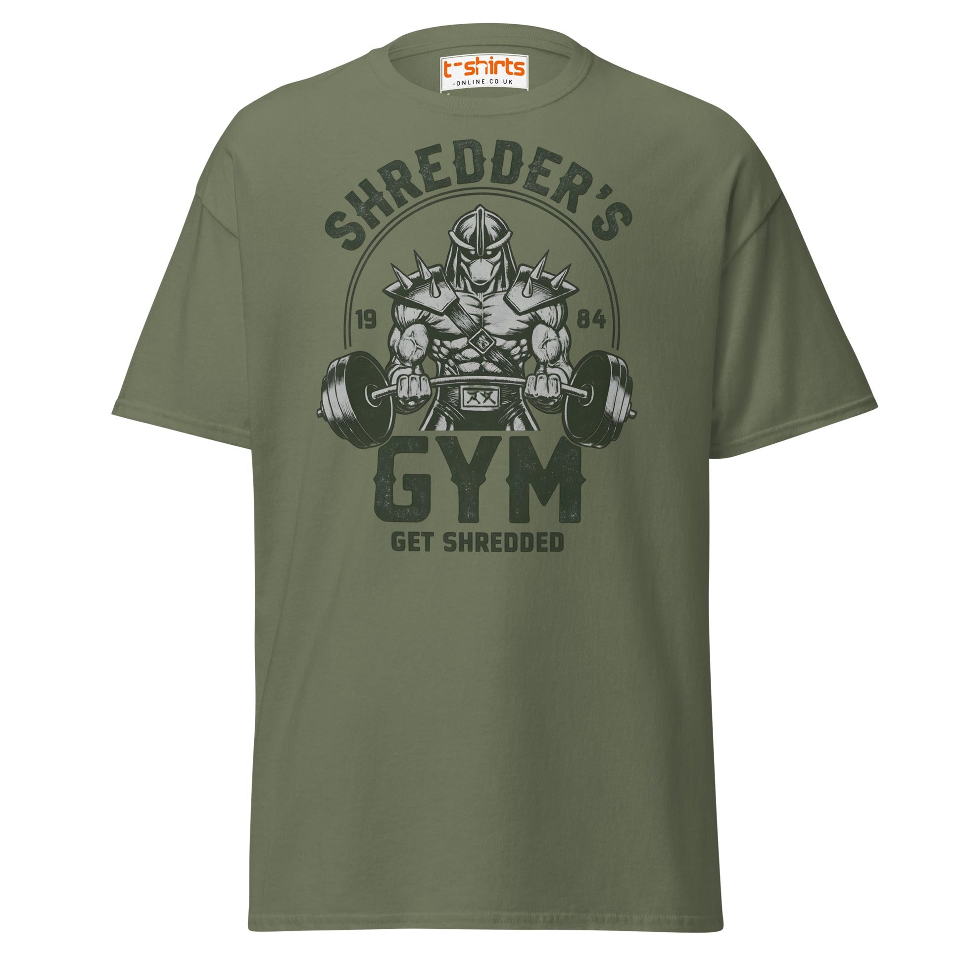 Shredder’s Gym T-Shirt | Get Shredded Funny Workout Tee - Military Green - T-Shirts Online