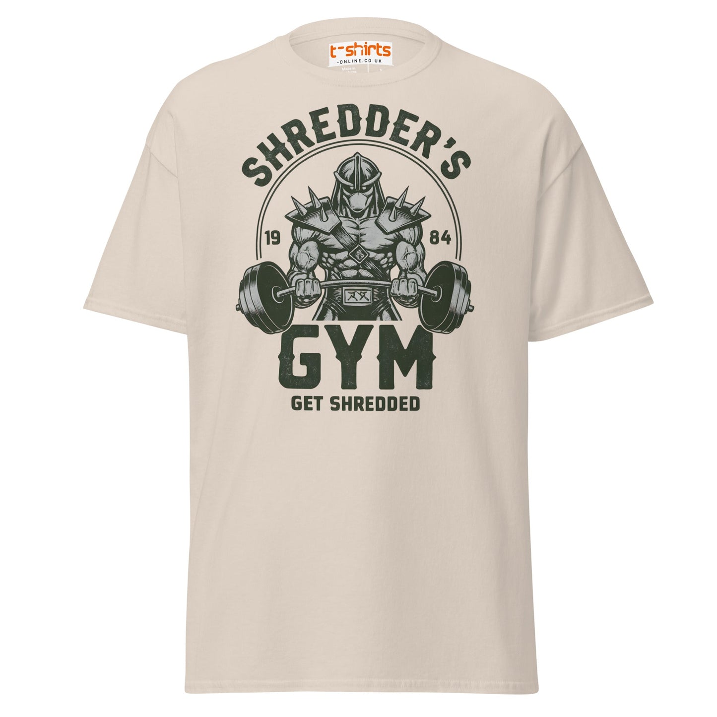 Shredder’s Gym T-Shirt | Get Shredded Funny Workout Tee - Natural - T-Shirts Online