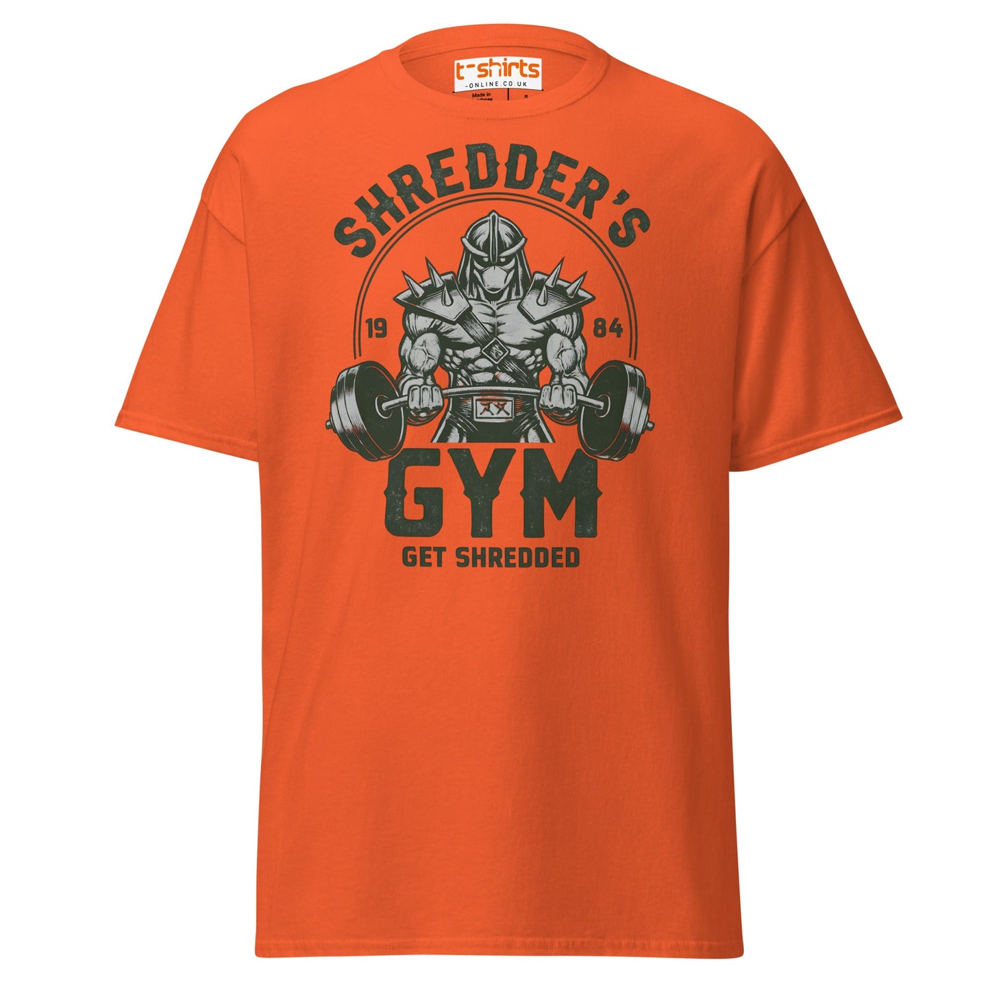 Shredder’s Gym T-Shirt | Get Shredded Funny Workout Tee - Orange - T-Shirts Online