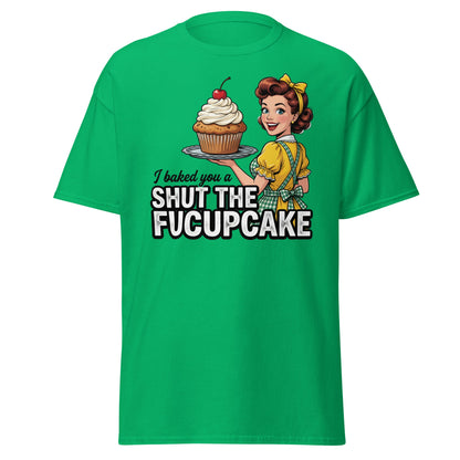 Shut The Fucupcake T-Shirt - Funny Retro Pin-Up Adult Humor Tee - Irish Green - T-Shirts Online