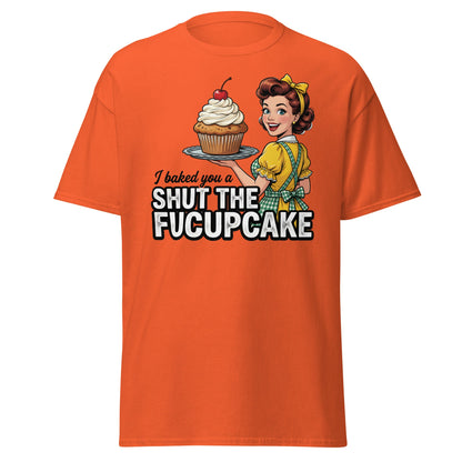 Shut The Fucupcake T-Shirt - Funny Retro Pin-Up Adult Humor Tee - Orange - T-Shirts Online