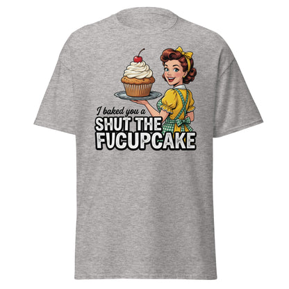 Shut The Fucupcake T-Shirt - Funny Retro Pin-Up Adult Humor Tee - Sport Grey - T-Shirts Online