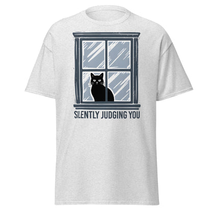 Silently Judging You Cat T-Shirt - Funny Black Cat Tee - Ash - T-Shirts Online