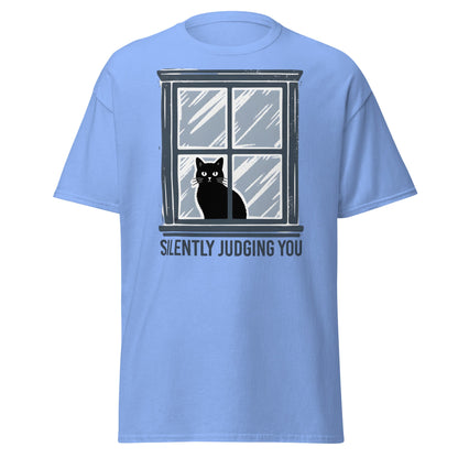 Silently Judging You Cat T-Shirt - Funny Black Cat Tee - Carolina Blue - T-Shirts Online