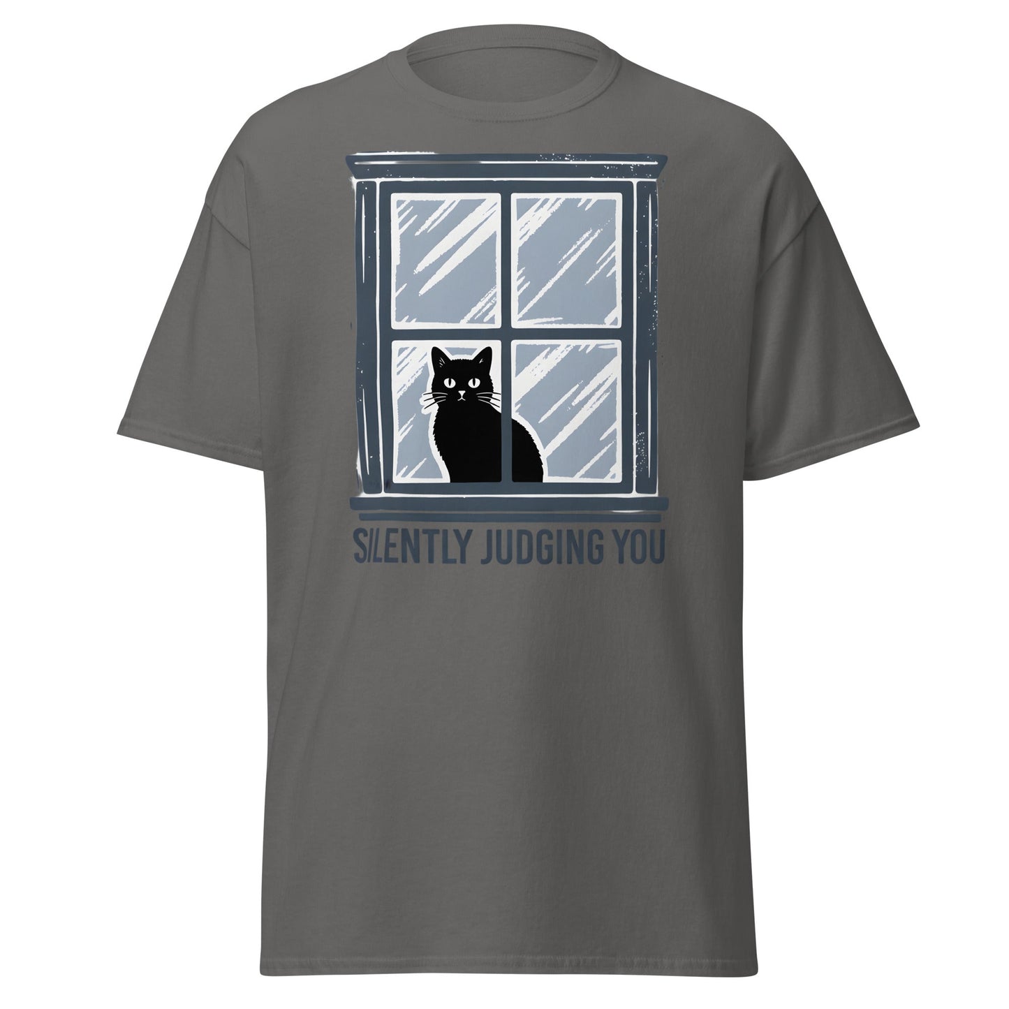 Silently Judging You Cat T-Shirt - Funny Black Cat Tee - Charcoal - T-Shirts Online