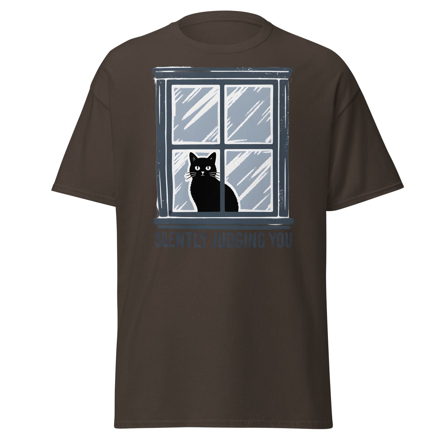 Silently Judging You Cat T-Shirt - Funny Black Cat Tee - Dark Chocolate - T-Shirts Online