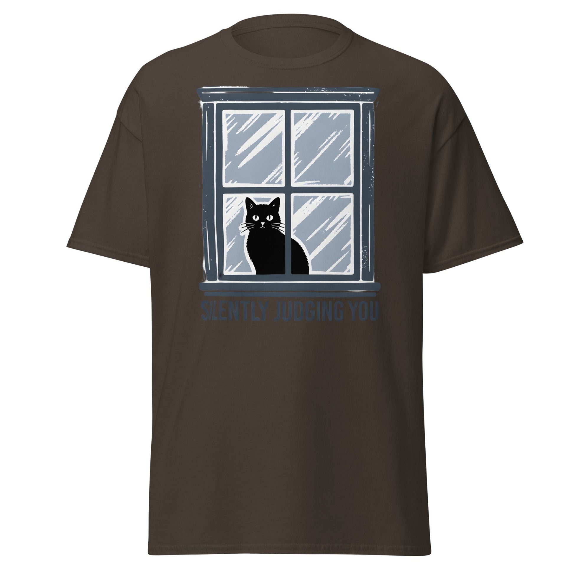 Silently Judging You Cat T-Shirt - Funny Black Cat Tee - Dark Chocolate - T-Shirts Online